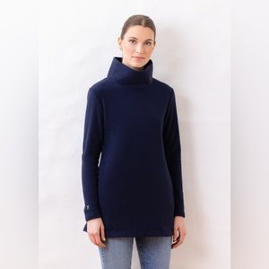 DS Navy Cobble Hill Turtleneck in Vello Fleece - Dudley Stephen - navy blue